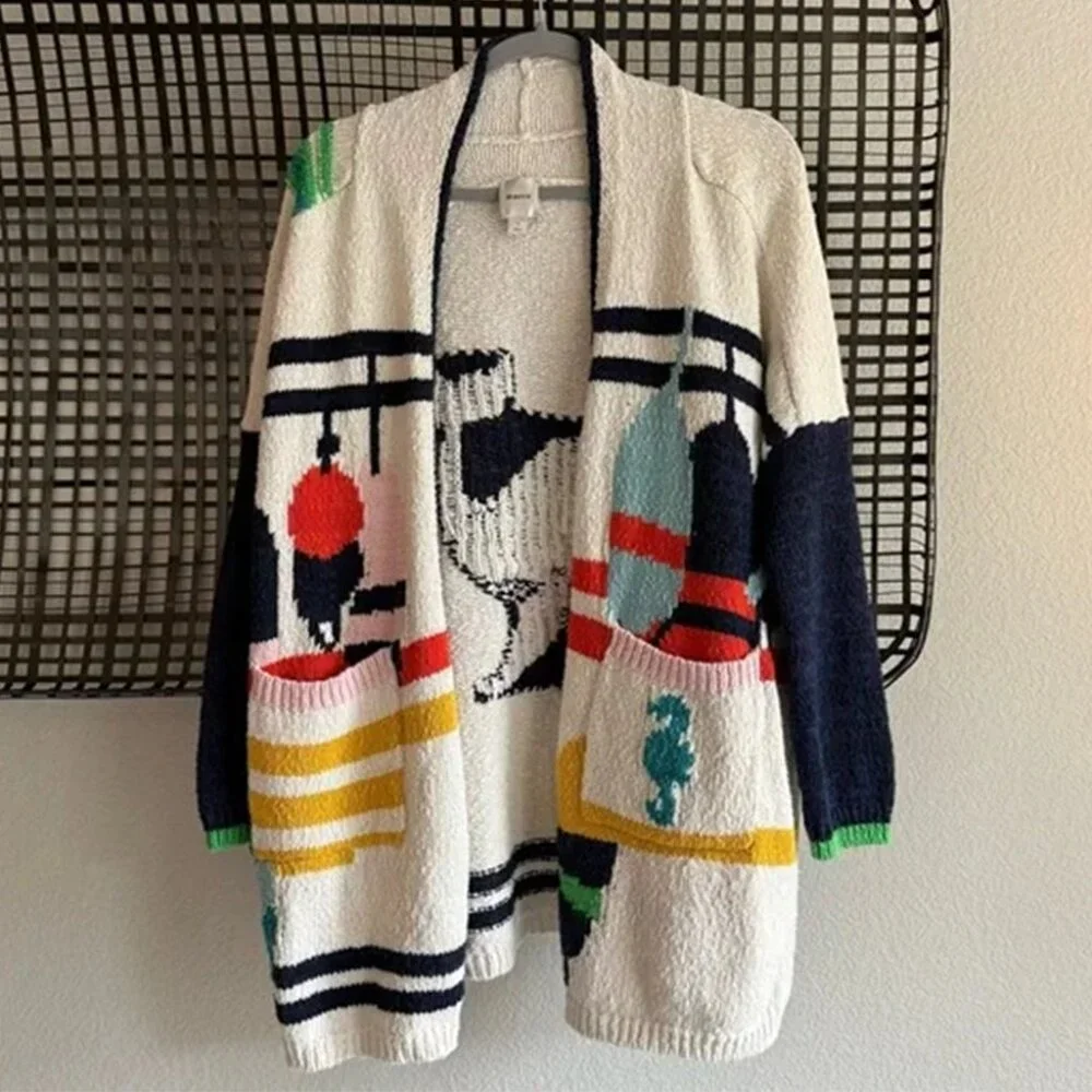 ANTHROPOLOGIE MAEVE Nautical Buoy Cardigan Sweater - SIZE 1X - Picture 4 of 9